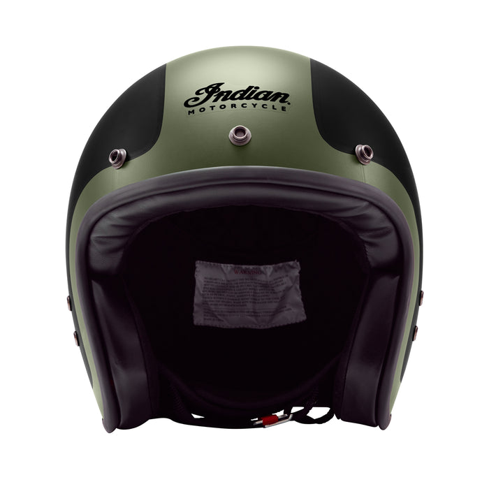 Retro Open Face Helmet - Matte Black Green