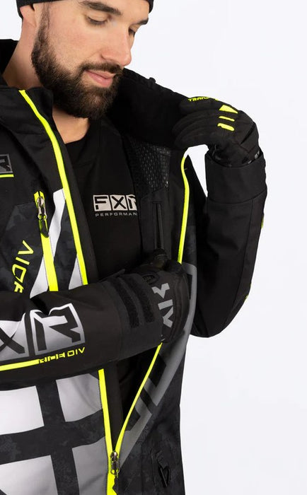 FXR Mens CX FAST Insulated Monosuit - Black Camo/Hi Vis