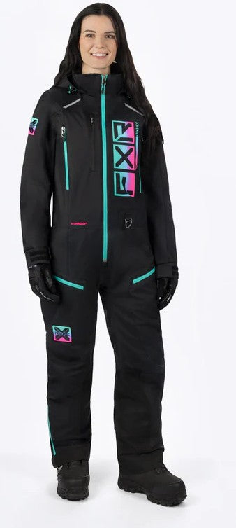FXR Ladies Recruit Lite Monosuit - Black/Fade Size 2