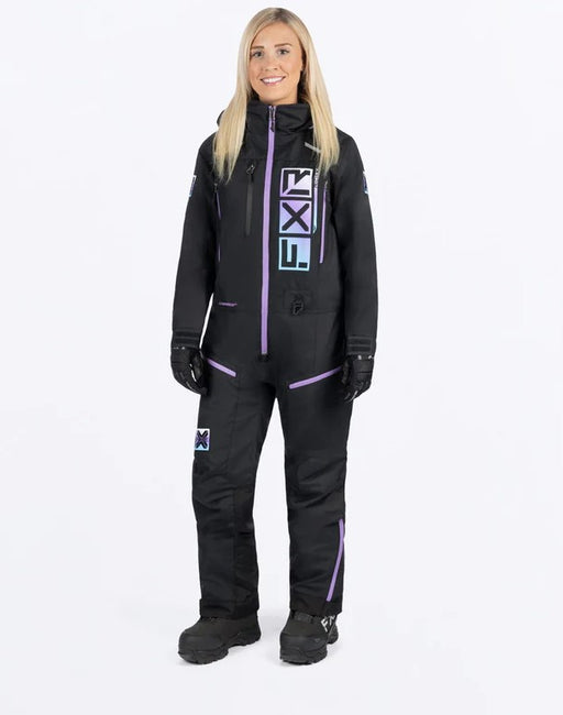 FXR Ladies Recruit Lite Monosuit - Black/Lilac Size 10