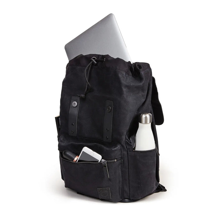 Waxed Canvas Backpack - Black