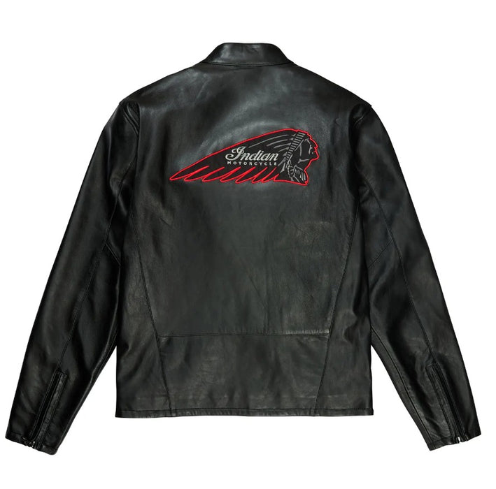 Indian Motorcycle 125th Mens Leather Cafe Jacket - Black