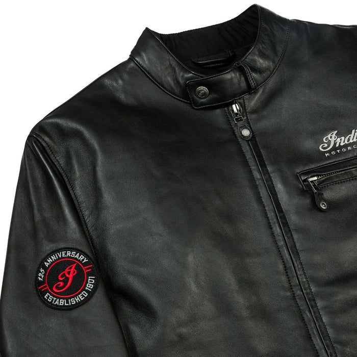 Indian Motorcycle 125th Mens Leather Cafe Jacket - Black