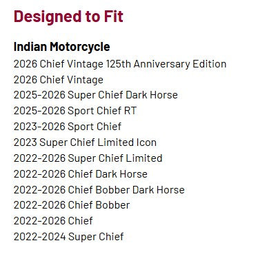 Indian Motorcycle Passenger Slim Backrest Pad, Black Chief