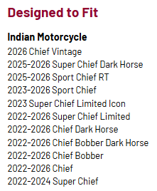 Indian Motorcycle Passenger Pegs, Chief