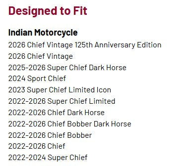 Indian Motorcycle Vinyl Fork Bag - Chief