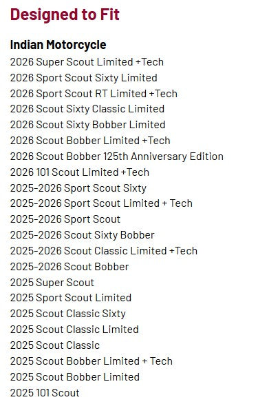 Indian Motorcycle Vinyl Soft Lowers - Scout