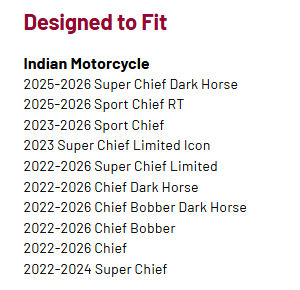 Indian Motorcycle Reduced Reach Chief Syndicate 2-up Seat