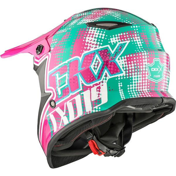 CKX Youth TX019Y Offroad Helmet - Gleam Pink/Green