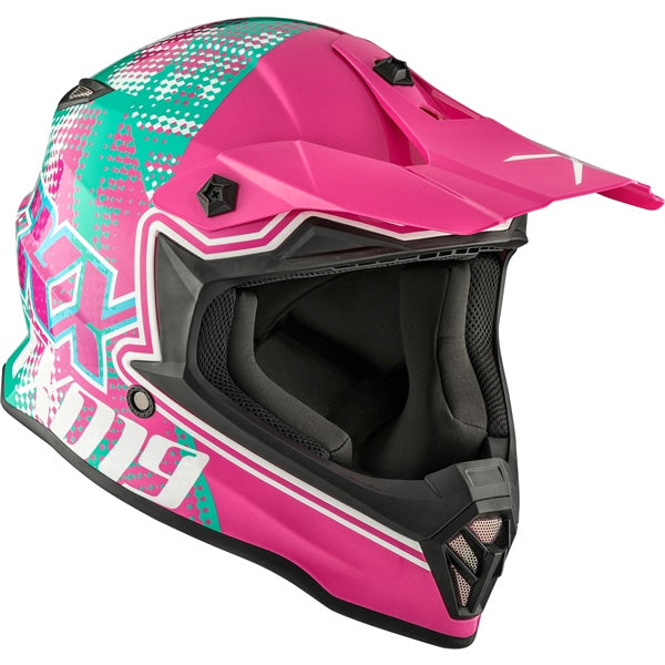 CKX Youth TX019Y Offroad Helmet - Gleam Pink/Green