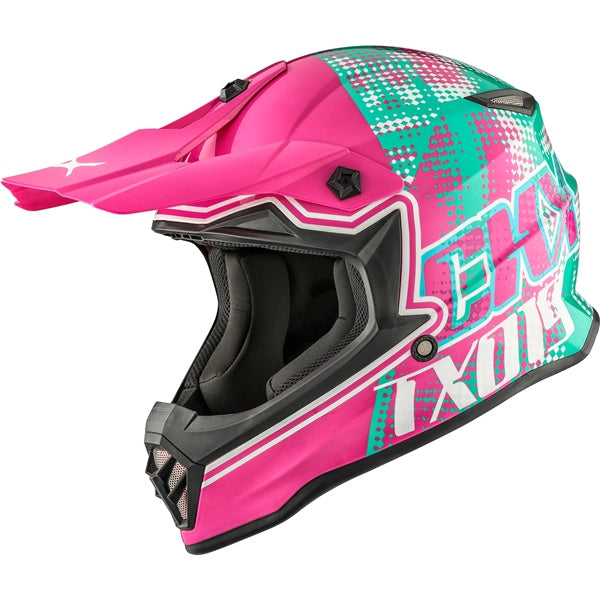 CKX Youth TX019Y Offroad Helmet - Gleam Pink/Green