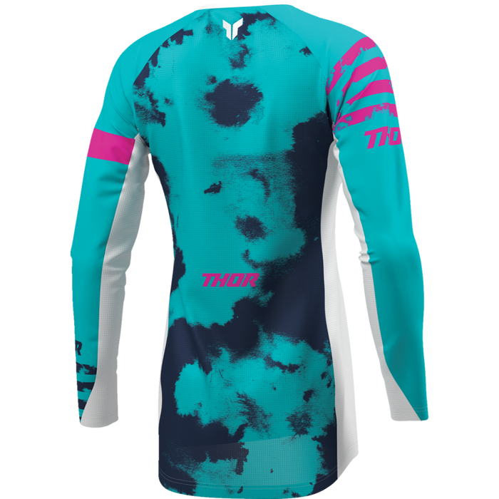 Ladies Launchmode Bleach Jersey - White/Aqua