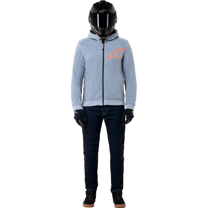 Chrome V2 Riding Hoodie - Grey/Red