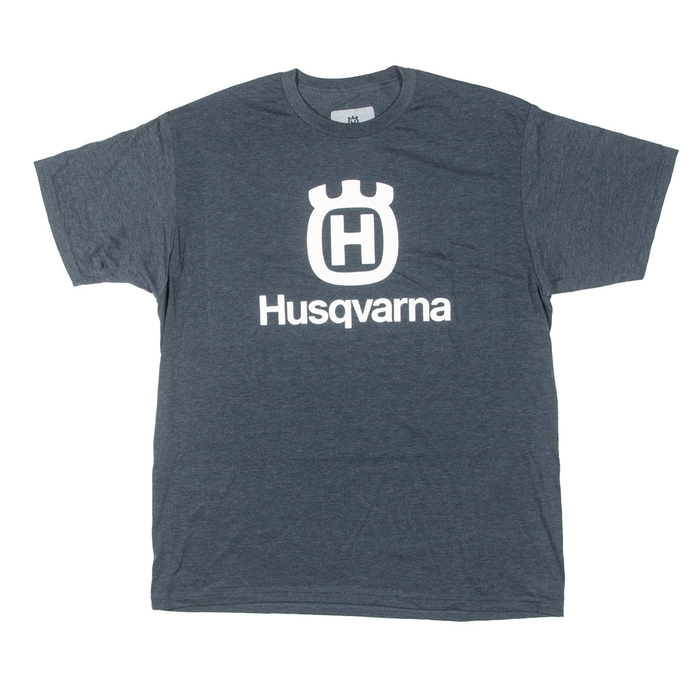 STACKED LOGO TEE - NAVY HEATHER