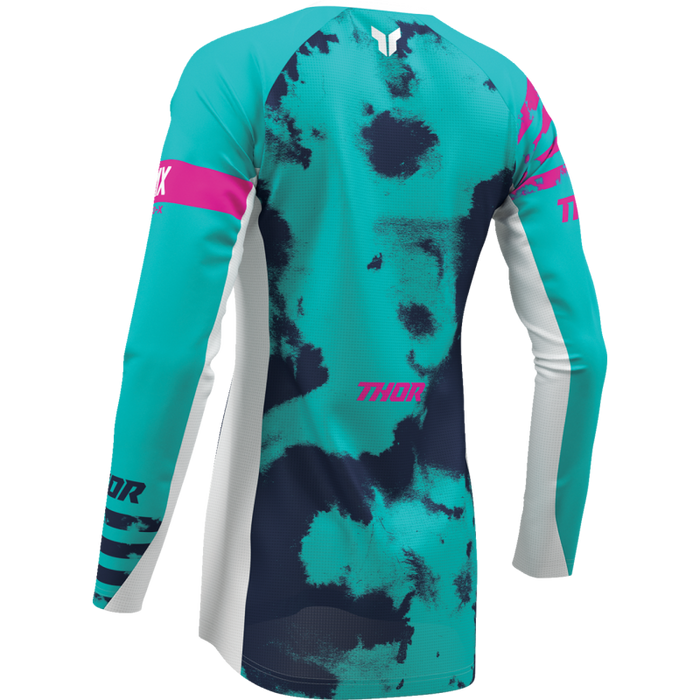 Ladies Launchmode Bleach Jersey - White/Aqua