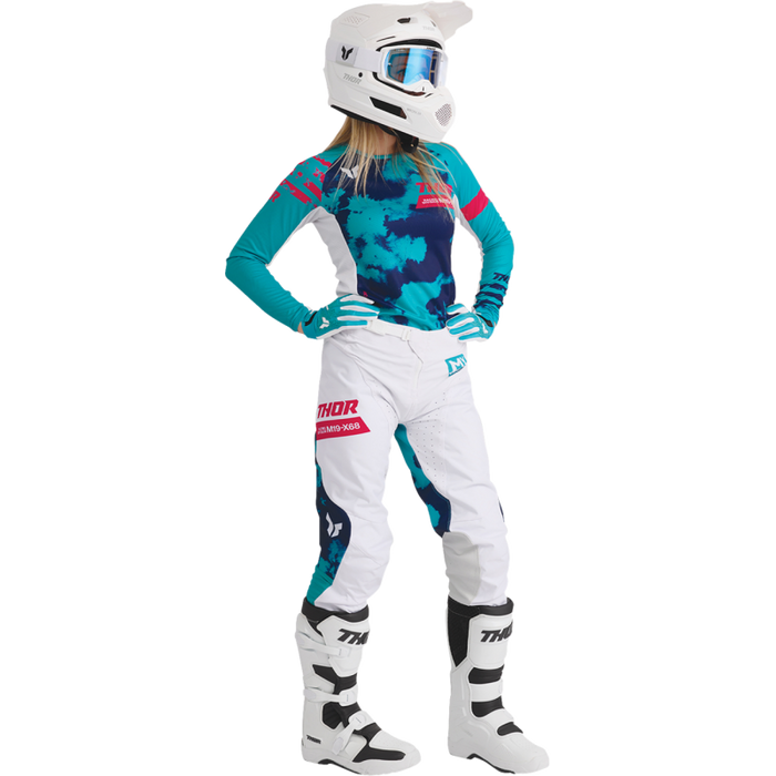 Thor Ladies Launchmode Bleach Pants - White/Aqua