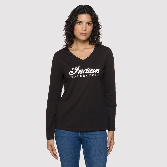 Indian Motorcycle Ladies Essential Script Logo Long Sleeve - Black