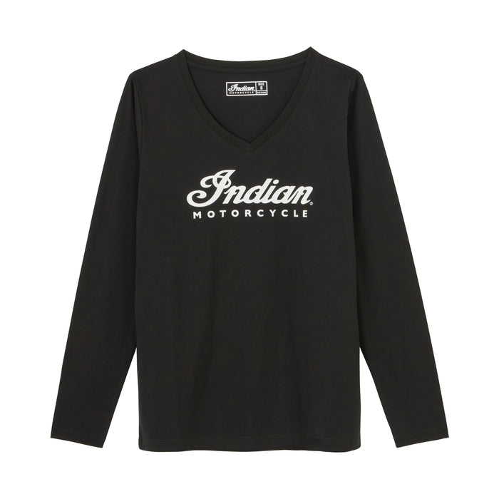 Indian Motorcycle Ladies Essential Script Logo Long Sleeve - Black