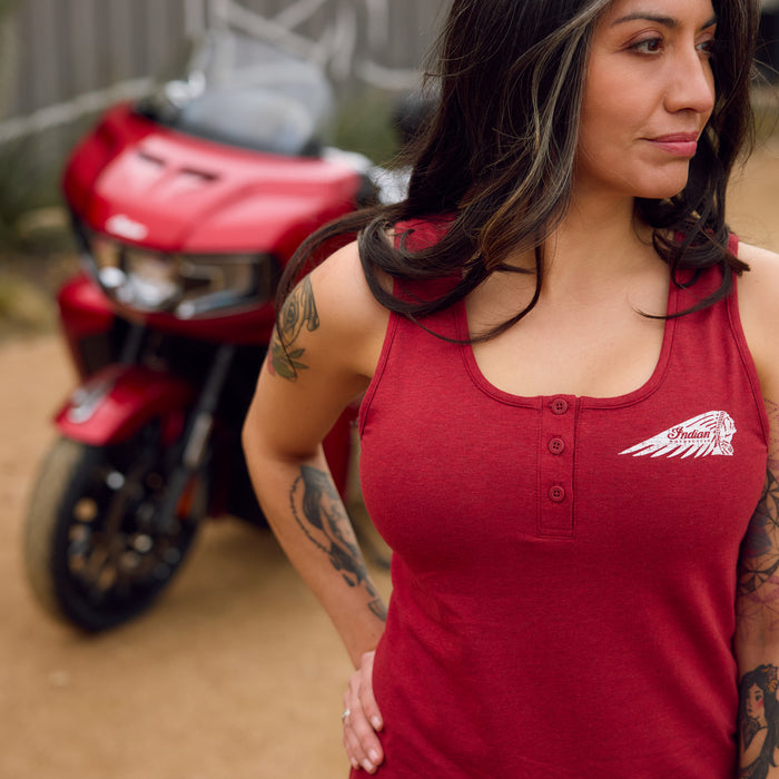 Indian Motorcycle Ladies Script Icon Tank - Red