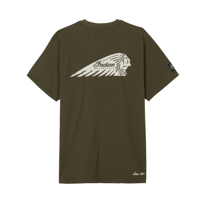Indian Motorcycle Men's Headdress Pocket Tee - Green