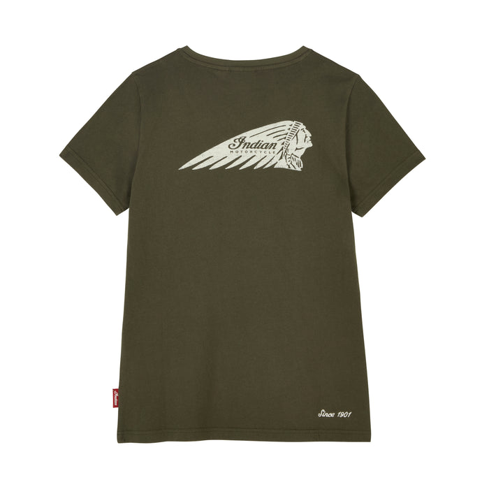 Indian Motorcycle Ladies V-Neck Headdress Tee - Green