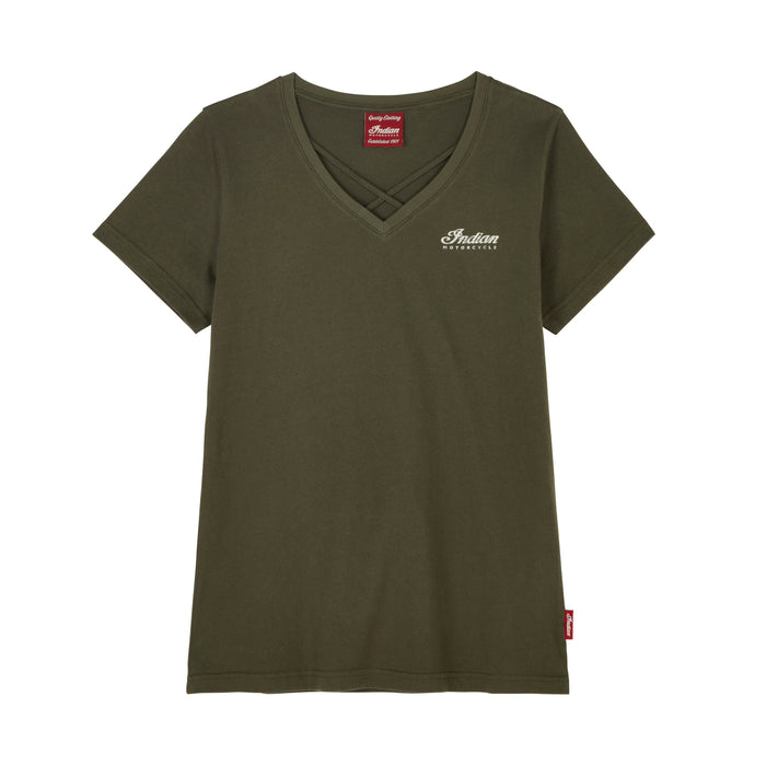 Indian Motorcycle Ladies V-Neck Headdress Tee - Green