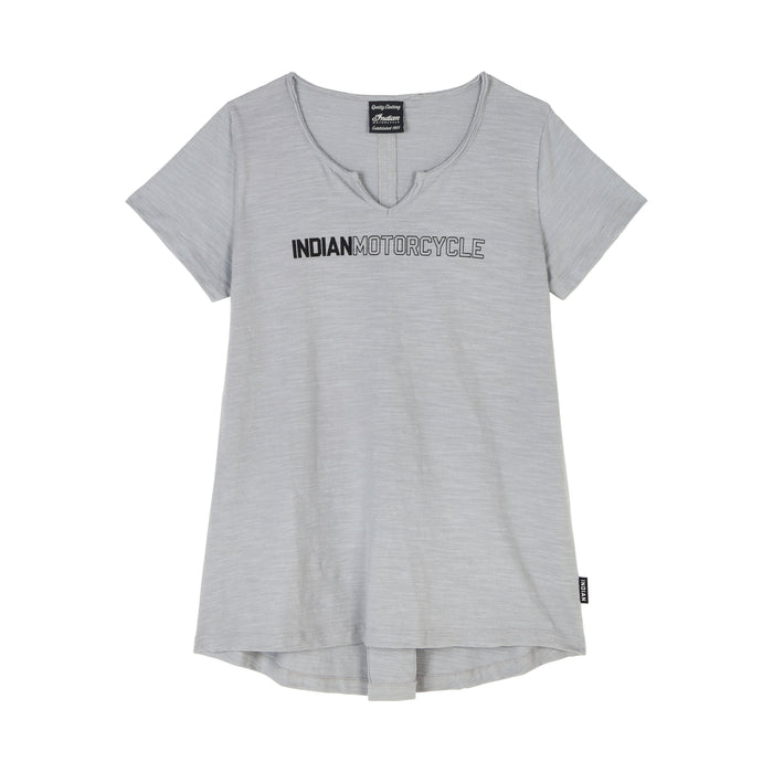 Indian Motorcycle Ladies Logo Back Pleat Tee - Grey