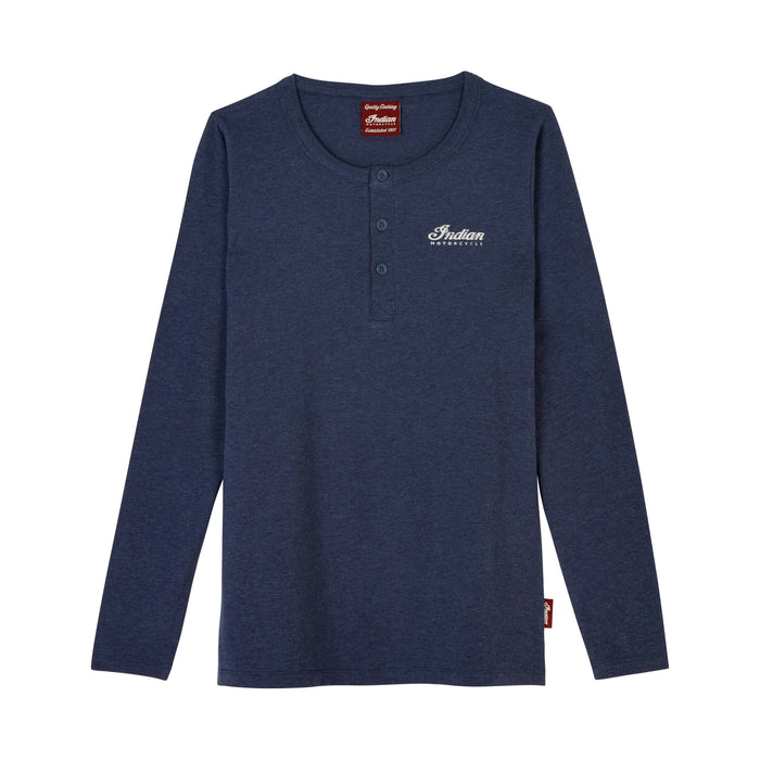 Indian Motorcycle Ladies Headdress Henley LS Tee - Navy