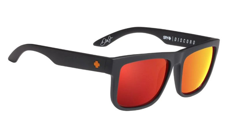 Spy Optics DISCORD Sunglasses - Matte Black w/ Happy Grey Green with Orange Mirror
