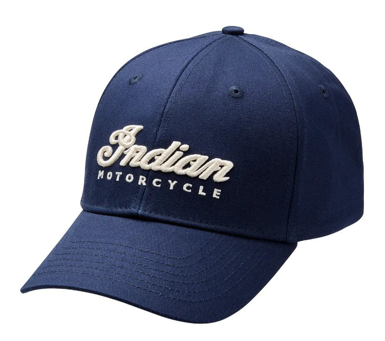 Indian Motorcycle Script Logo Embroidery Cap - Navy