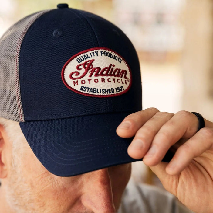 Indian Motorcycle Script Patch Trucker Hat