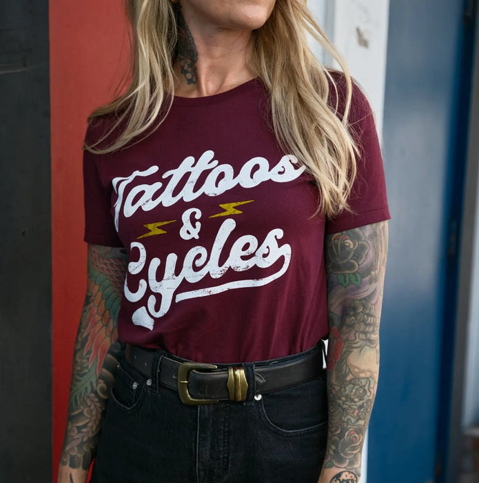 Indian Motorcycle Ladies X HH Tattoos & Cycles Tee - Red