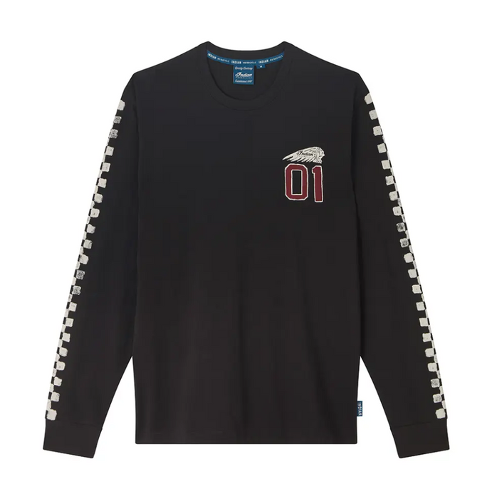 Indian Motorcycle Men's Checkered Graphic Long Sleeve Tee - Black