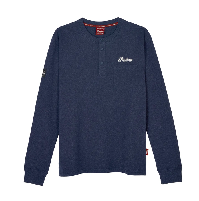 Indian Motorcycle Men's Headdress Pocket Henley Longsleeve - Navy
