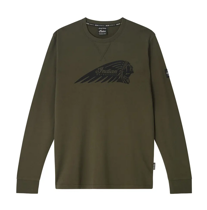 Indian Motorcycle Men's Headdress Print Longsleeve Tee - Green