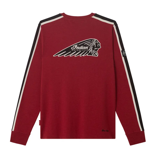 Indian Motorcycle Men's Headdress Striped Longsleeve Tee - Red