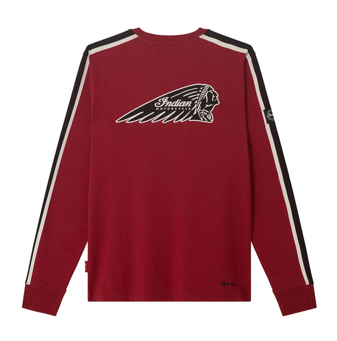 Indian Motorcycle Men's Headdress Striped Longsleeve Tee - Red