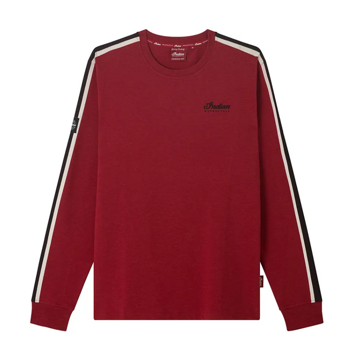 Indian Motorcycle Men's Headdress Striped Longsleeve Tee - Red