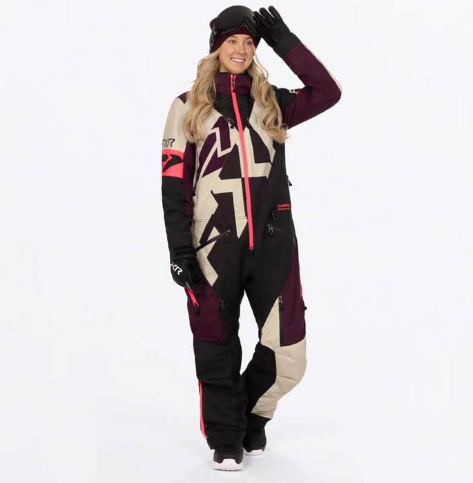 FXR Racing Ladies Cold Cross CX Lite Monosuit - Sand/Plum/Coral