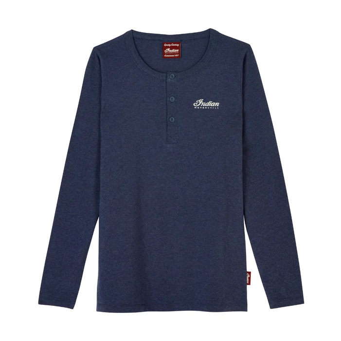 Indian Motorcycle Ladies Headdress Henley Longsleeve - Navy