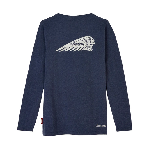 Indian Motorcycle Ladies Headdress Henley Longsleeve - Navy