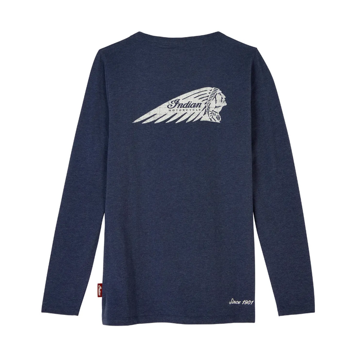 Indian Motorcycle Ladies Headdress Henley Longsleeve - Navy