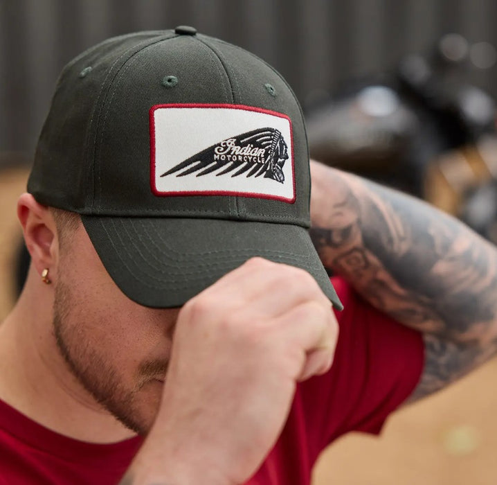 Indian Motorcycle Rectangle Patch Headdress Hat