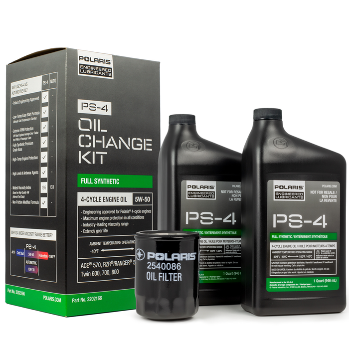 Polaris Full Synthetic Oil Change Kit - Ace, Ranger, RZR, Sportsman