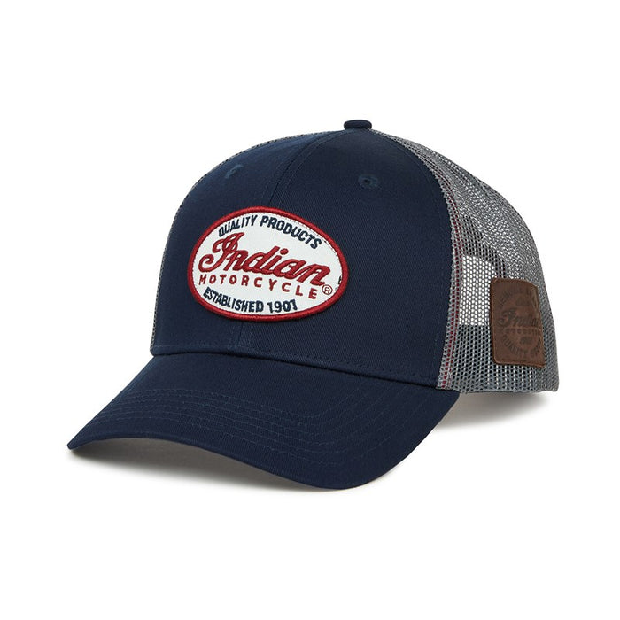 Men's Script Patch Trucker Hat, Blue