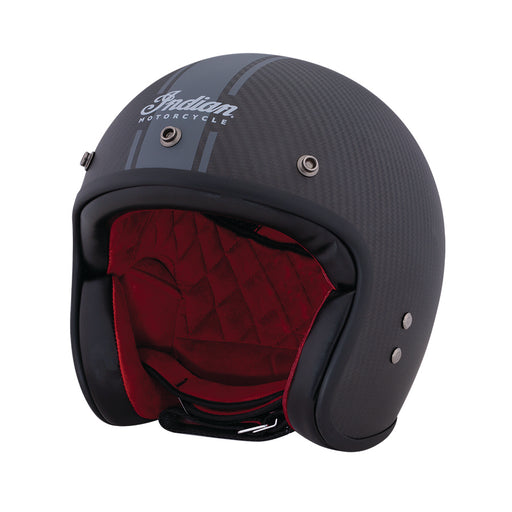 Retro Carbon Fiber Open Face Helmet with Stripes